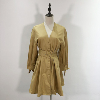 Rochie cu croiala lejera cu curea maro