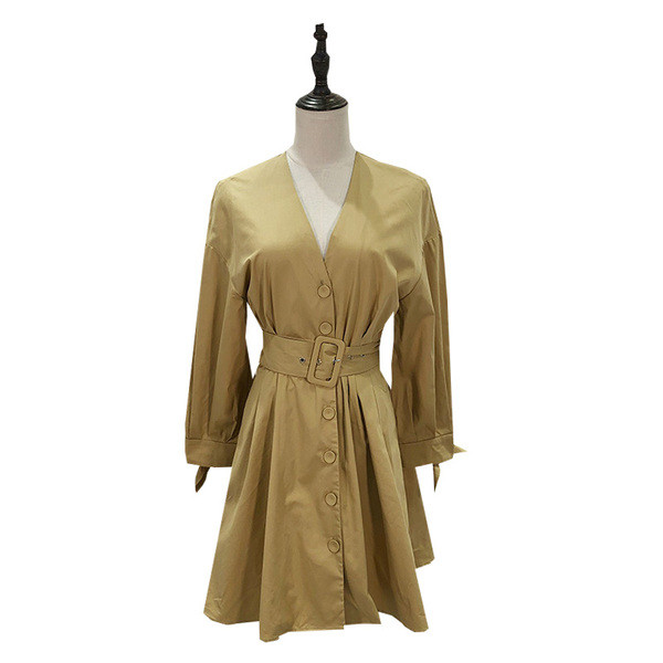 Rochie cu croiala lejera cu curea maro