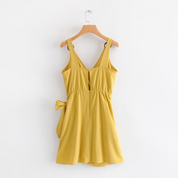 Rochie moderna de dama in galben si alb