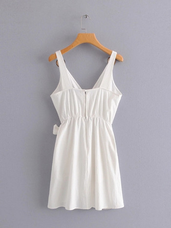 Rochie moderna de dama in galben si alb