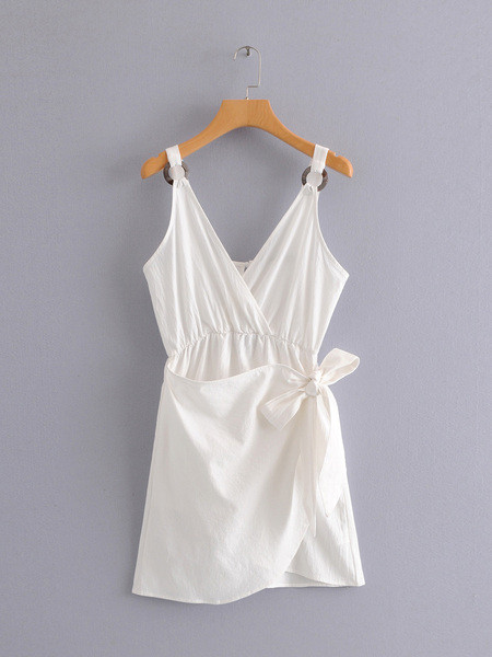 Rochie moderna de dama in galben si alb