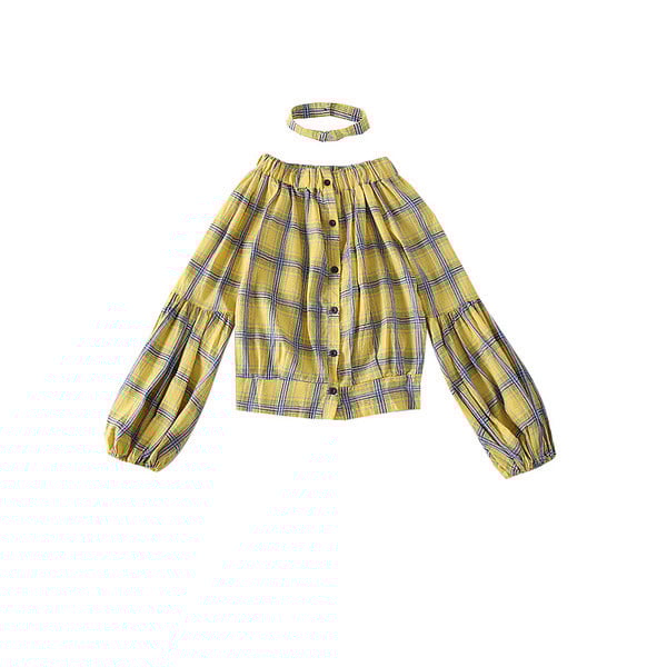 Cămașă modernă de damă cu nasturi și umerii goi