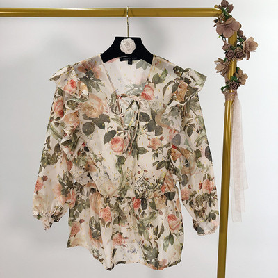 Дамска блуза от шифон с флорален десен