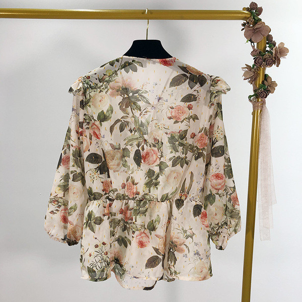 Virágmintás női sifon blúz