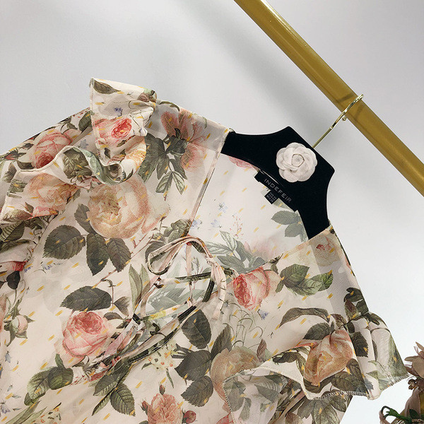 Virágmintás női sifon blúz