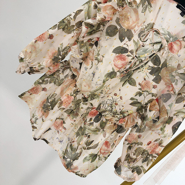 Virágmintás női sifon blúz