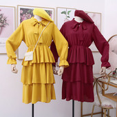 Jelenlegi női ruha nyakkendővel és hosszú ujjú - több színben