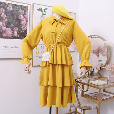 Jelenlegi női ruha nyakkendővel és hosszú ujjú - több színben