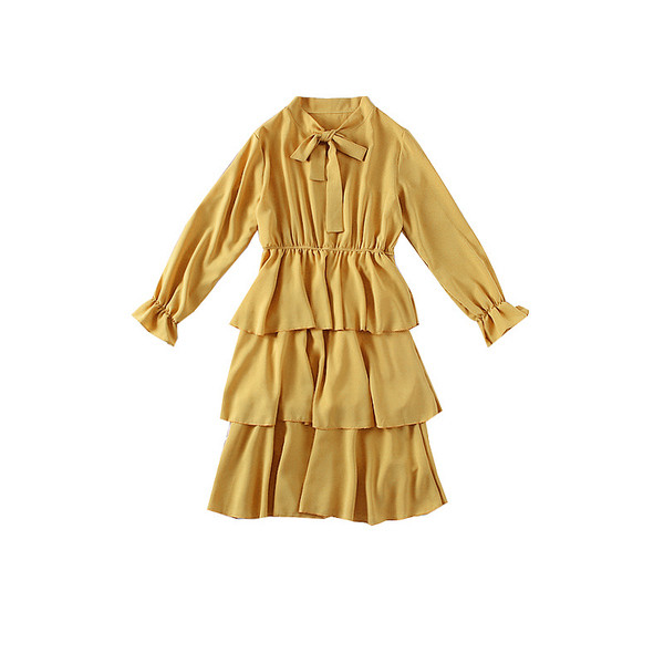 Jelenlegi női ruha nyakkendővel és hosszú ujjú - több színben