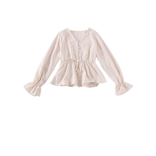 Naprakész női blúz V-nyakú pöttyökkel több színben