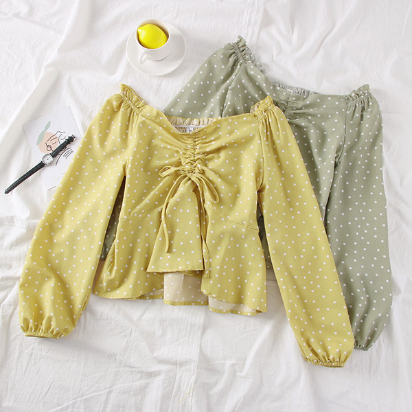 Modern női blúz csupasz váll és nyakkendő több színben