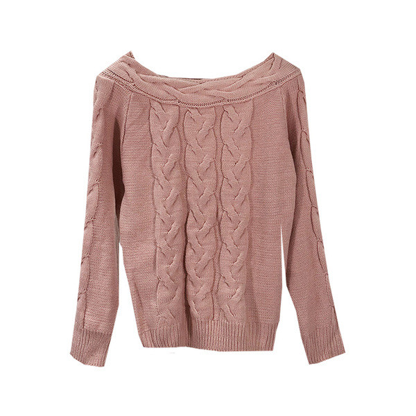 Pulover gros de dama cu decolteu oval in trei culori