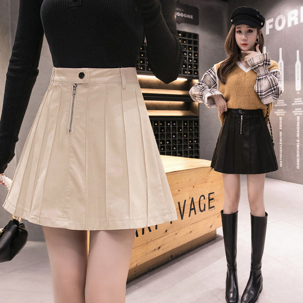 Modern női szoknya két színben, cipzárral