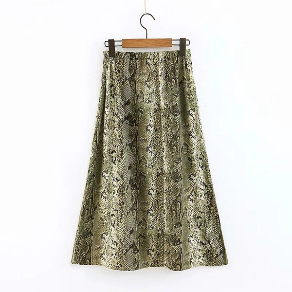 Fusta de dama cu talie inalta si motiv animal