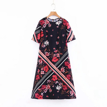 Színes mintás, rövid ujjú női ruha