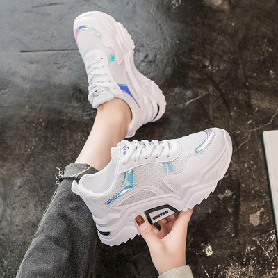 Tenisi casual dama cu talpa aspra si sireturi in doua culori