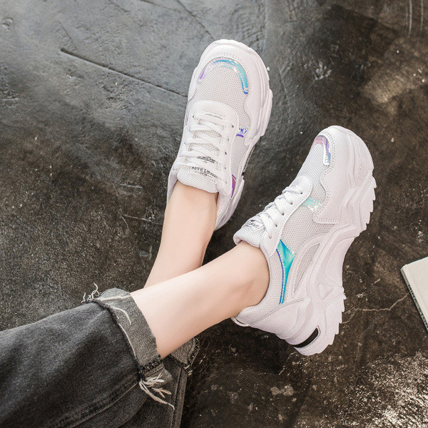 Tenisi casual dama cu talpa aspra si sireturi in doua culori