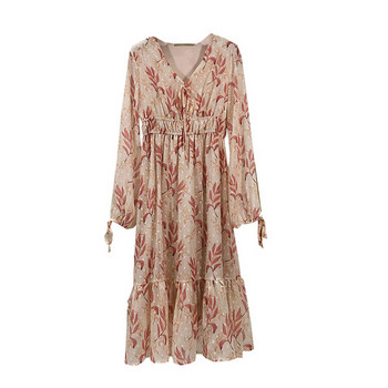 Elegáns hosszú női ruha színes mintával