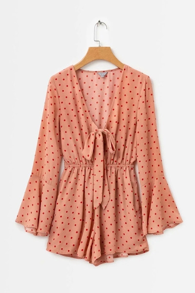 Stílusos női jumpsuit két színben pöttyökkel