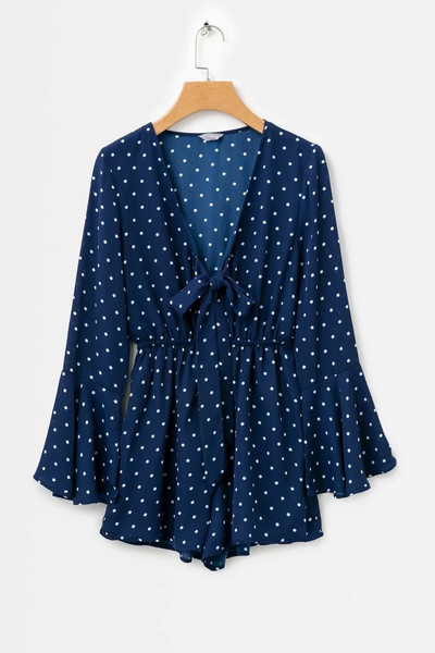 Stílusos női jumpsuit két színben pöttyökkel