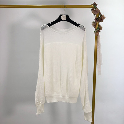 Pulover lung cu decolteu oval in trei culori