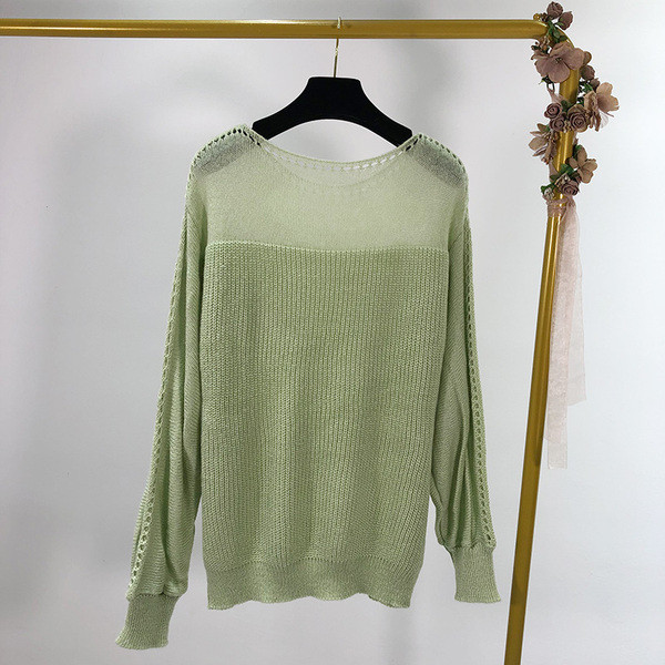 Pulover lung cu decolteu oval in trei culori