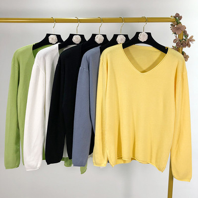 Дамски пуловер изчистен модел - пет цвята