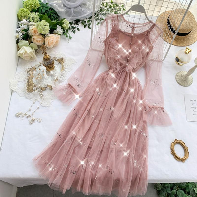 Rochie de dama eleganta cu efect stralucitor in mai multe culori