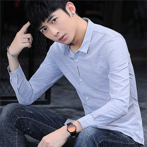 Cămașă modernă pentru bărbați cu mâneci lungi și nasturi în trei culori