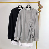 Hanorac lung si lat cu gluga in doua culori