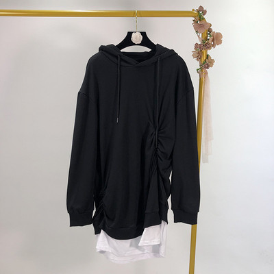 Hanorac lung si lat cu gluga in doua culori