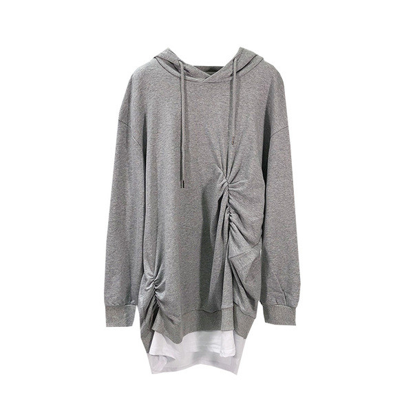 Hanorac lung si lat cu gluga in doua culori