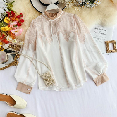 Elegáns női ing O-nyakkal és csipkével több színben