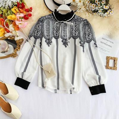 Elegáns női ing O-nyakkal és csipkével több színben