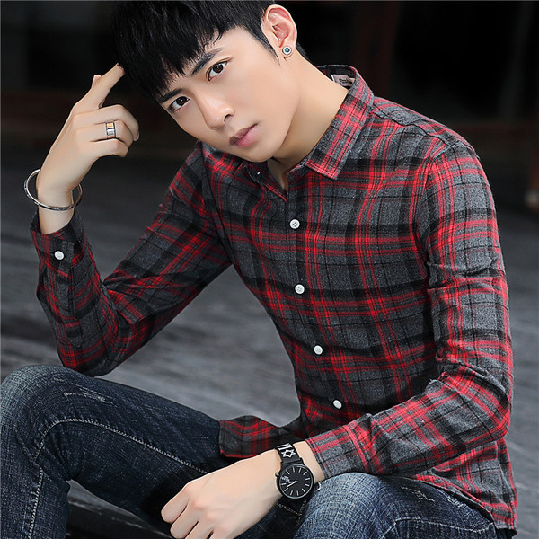 Cămașă bărbați cu mâneci lungi în carouri - în două culori