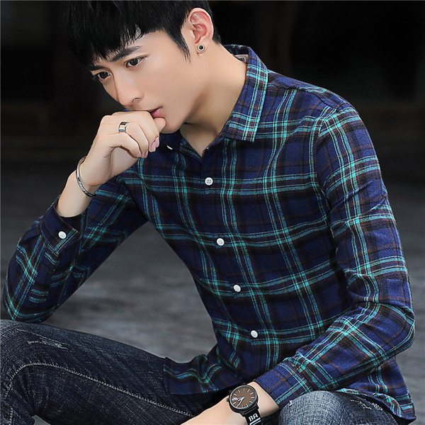 Cămașă bărbați cu mâneci lungi în carouri - în două culori