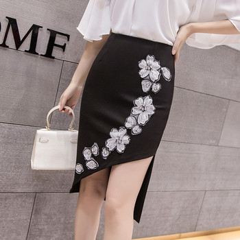 Fusta dama model nou in rosu si negru - model asimetric