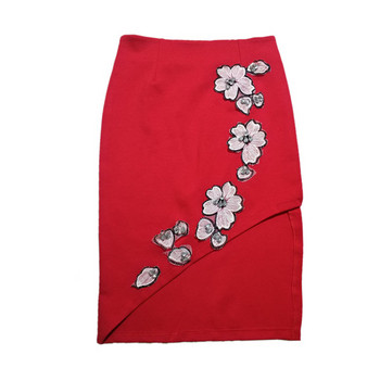 Fusta dama model nou in rosu si negru - model asimetric