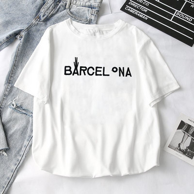 Női alkalmi póló színes fehér rátéttel