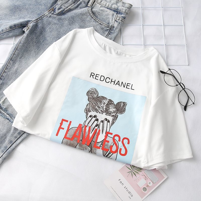 Női alkalmi póló színes fehér rátéttel