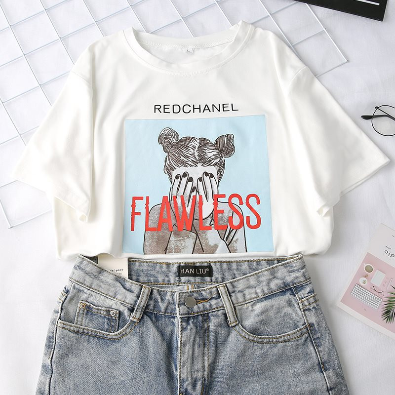 Női alkalmi póló színes fehér rátéttel