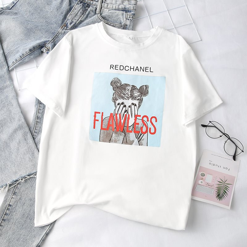 Női alkalmi póló színes fehér rátéttel