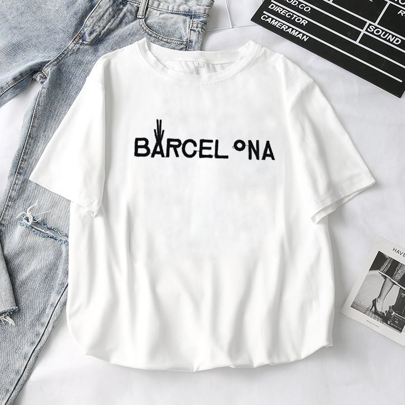 Női alkalmi póló színes fehér rátéttel