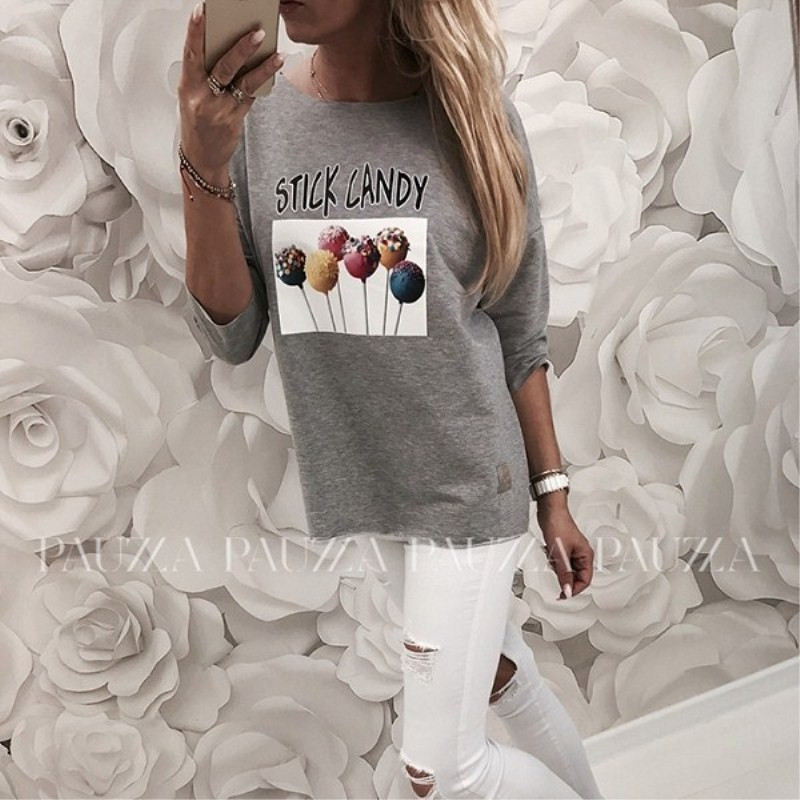 Női blúz színes, fekete és szürke rátéttel