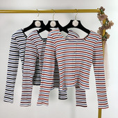Rövid csíkos blúz gombokkal - három színben