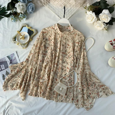 Modern női ing virágmintás, lótusz ujjú