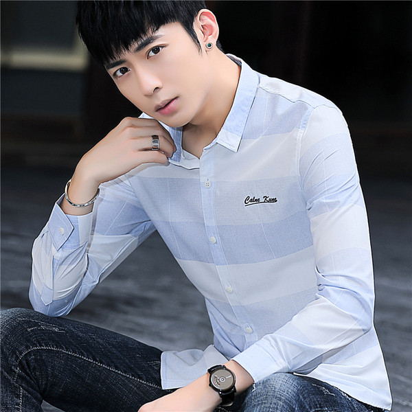 Stílusos férfi ing három színben, hosszú ujjal és hímzéssel