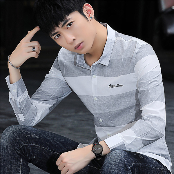 Stílusos férfi ing három színben, hosszú ujjal és hímzéssel