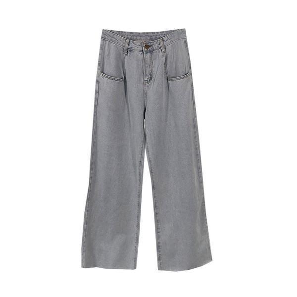 Női alkalmi farmernadrág zsebekkel - széles modell