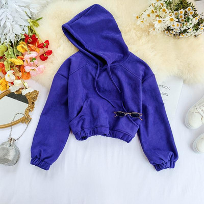 Hanorac de damă de zi cu zi cu glugă și buzunar în mai multe culori